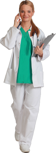A retirement home nurse communicating with a resident